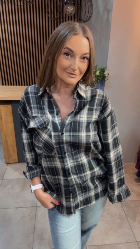 Koszula w kratę - czarno-beżowa