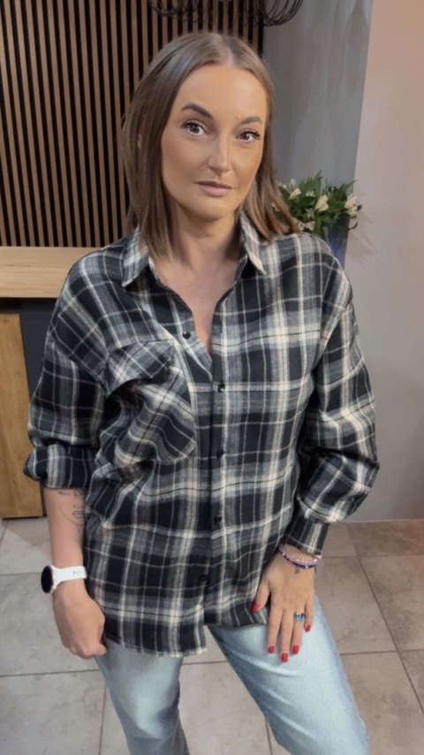 Koszula w kratę - czarno-beżowa