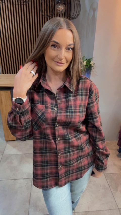 Koszula w kratę - bordowo-czarna