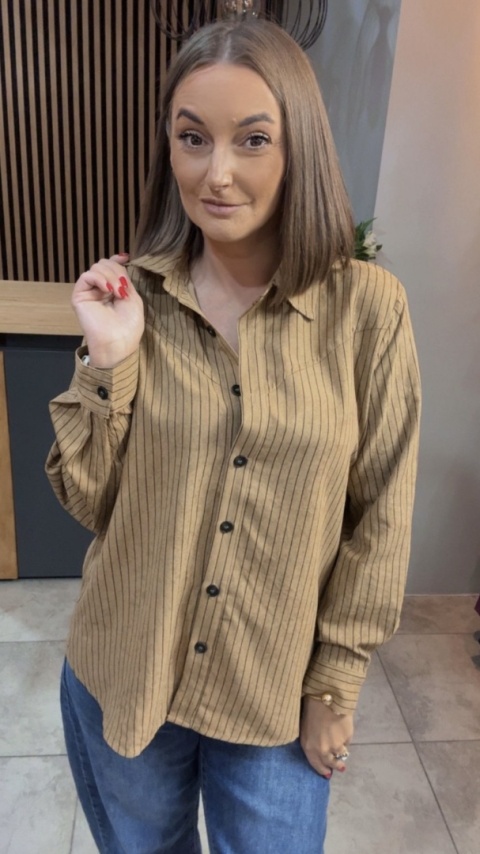 Koszula w prążki Wiya - Karmel