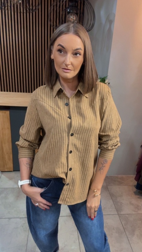 Koszula w prążki Wiya - Karmel