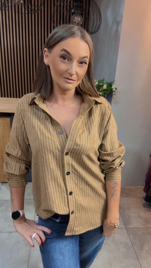 Koszula w prążki Wiya - Karmel