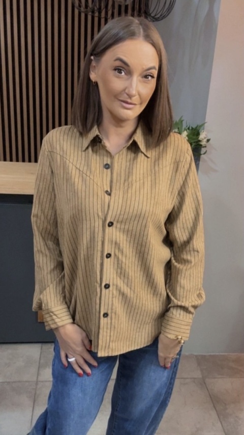 Koszula w prążki Wiya - Karmel