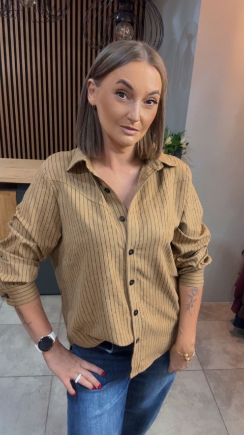 Koszula w prążki Wiya - Karmel