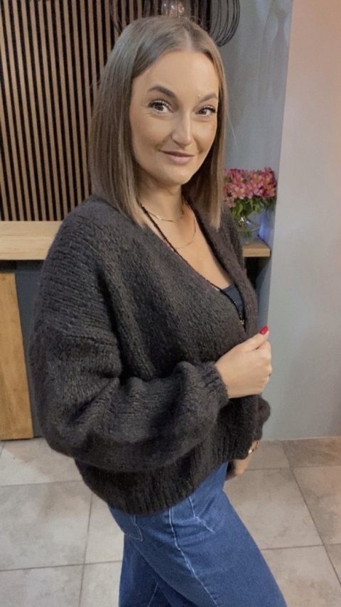 Krótki Kardigan CXL - Gorzka Czekolada