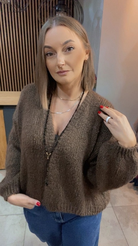 Krótki Kardigan CXL - Czekolada