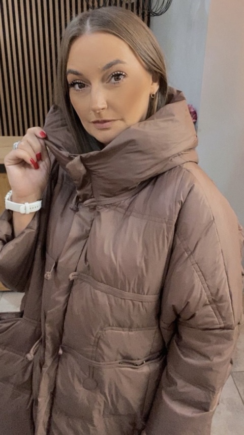 Kurtka Naturalny puch „Pętelka" - brąz