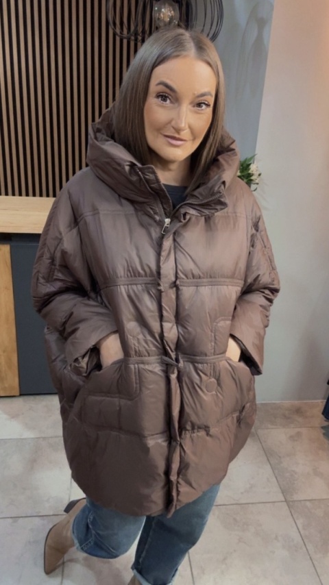 Kurtka Naturalny puch „Pętelka" - czekolada