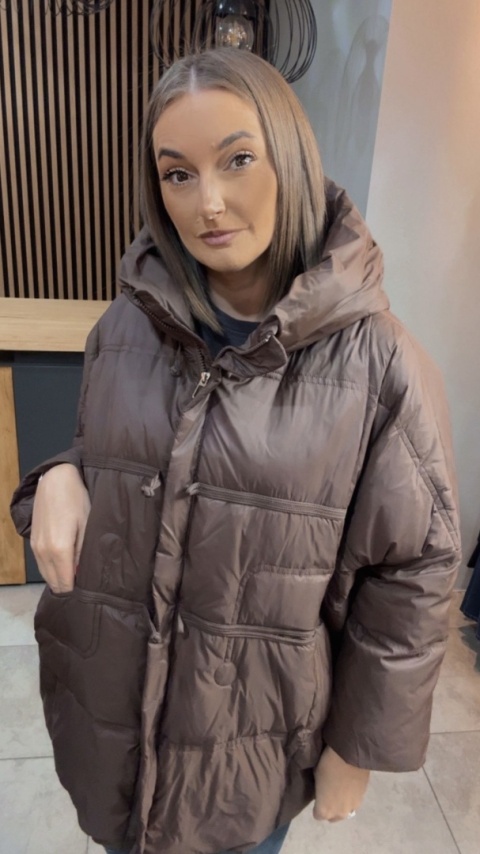 Kurtka Naturalny puch „Pętelka" - czekolada