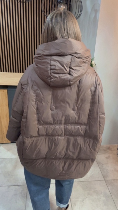 Kurtka Naturalny puch „Pętelka" - czekolada