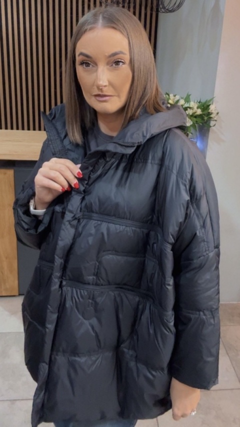 Kurtka Naturalny puch „Pętelka” – czarna