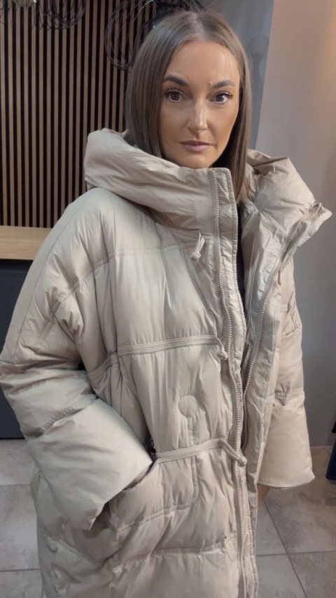 Kurtka Naturalny puch „Pętelka" - beżowa