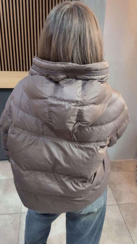 Kurtka puchowa Zippera Premium - Brąz