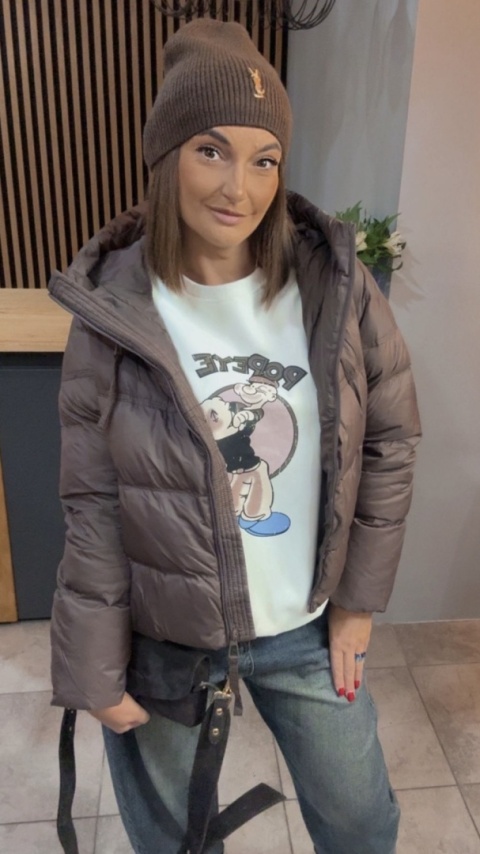 Kurtka puchowa Zippera Premium - Brąz