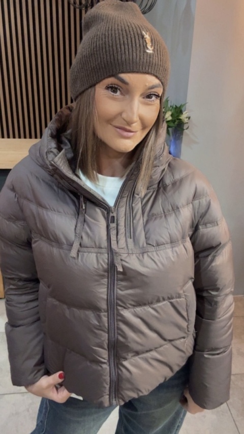 Kurtka puchowa Zippera Premium - Brąz