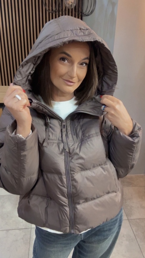 Kurtka puchowa Zippera Premium - Brąz