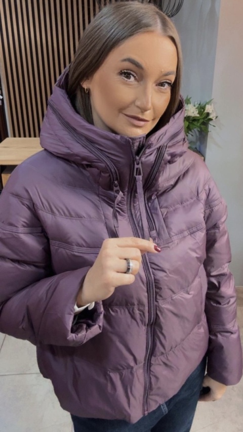 Kurtka puchowa Zippera Premium - Śliwka