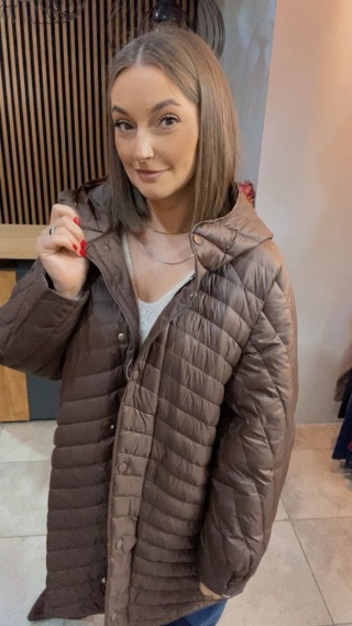 Kurtka z naturalnym puchem - czekoladowa