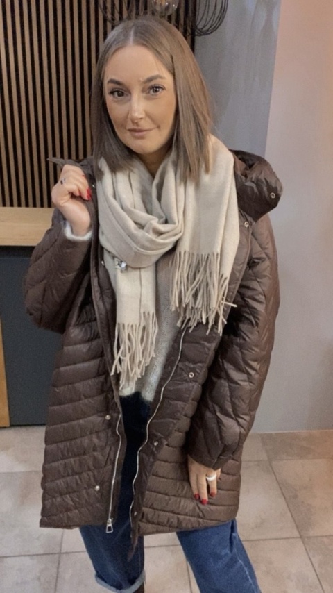 Kurtka z naturalnym puchem - czekoladowa