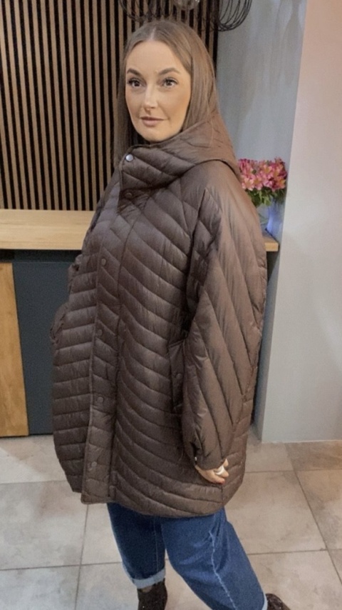 Kurtka z naturalnym puchem - czekoladowa