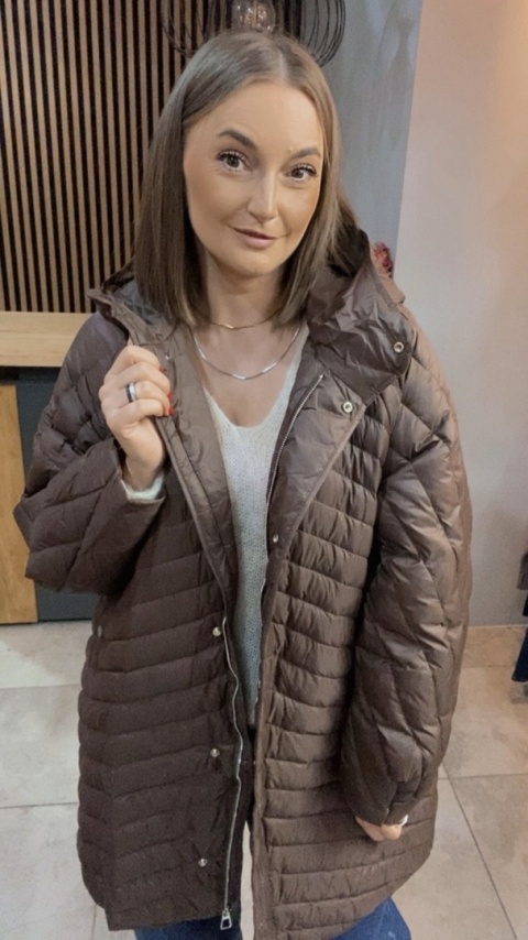 Kurtka z naturalnym puchem - czekoladowa