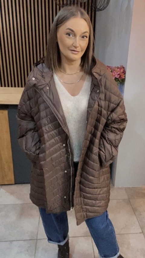 Kurtka z naturalnym puchem - czekoladowa