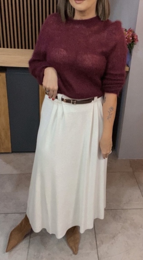 Spódnica z paskiem BLUOLTRE - Ecru