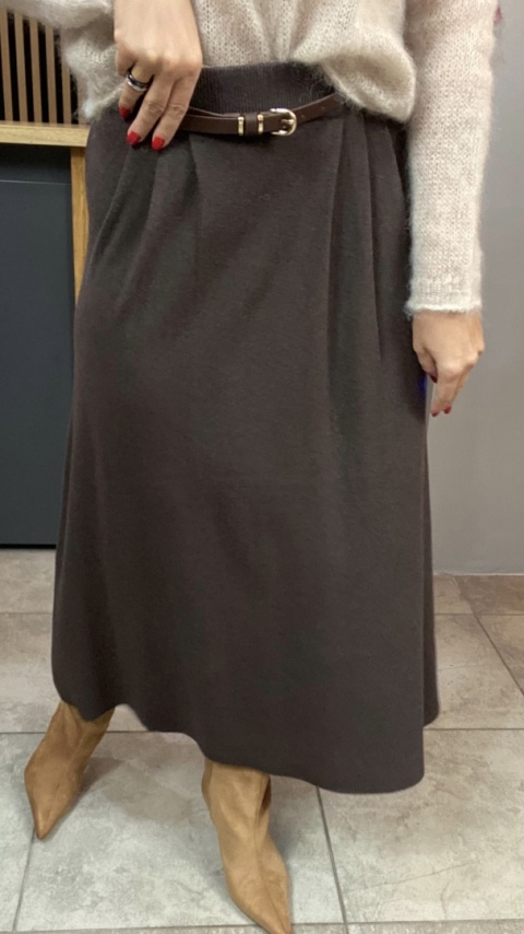 Spódnica z paskiem BLUOLTRE - Brąz