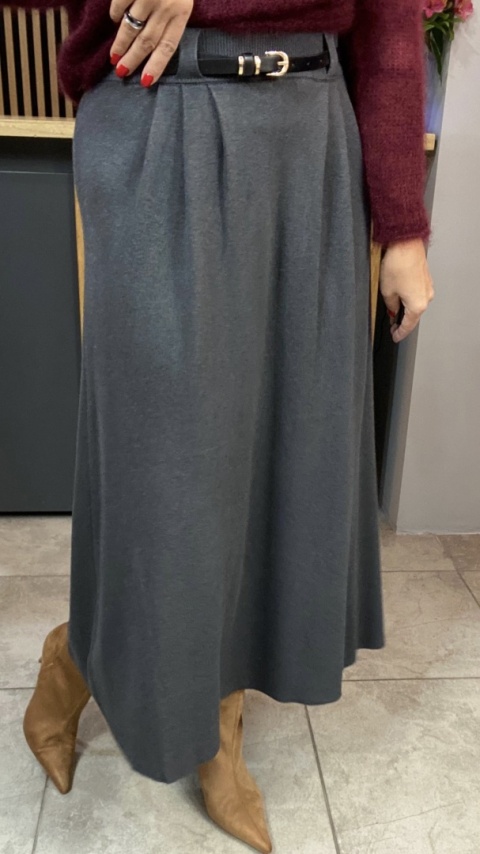 Spódnica z paskiem BLUOLTRE - Szara