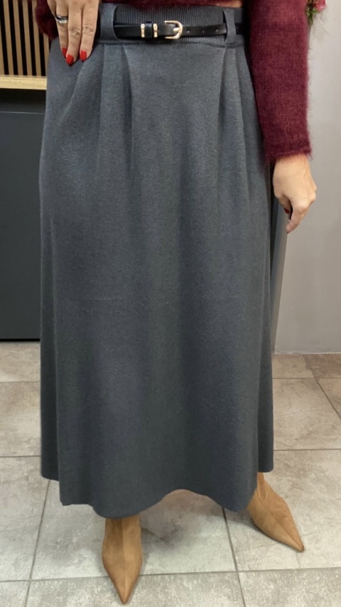 Spódnica z paskiem BLUOLTRE - Szara