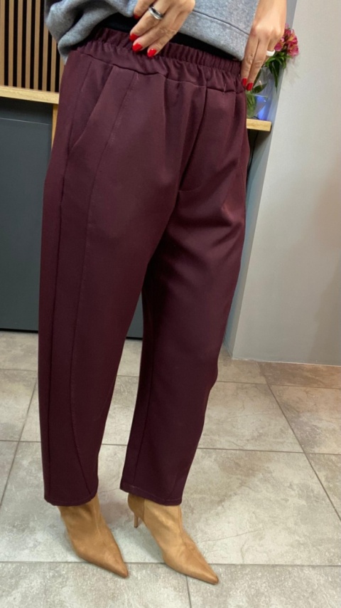 Spodnie z gumką w pasie - Bordo