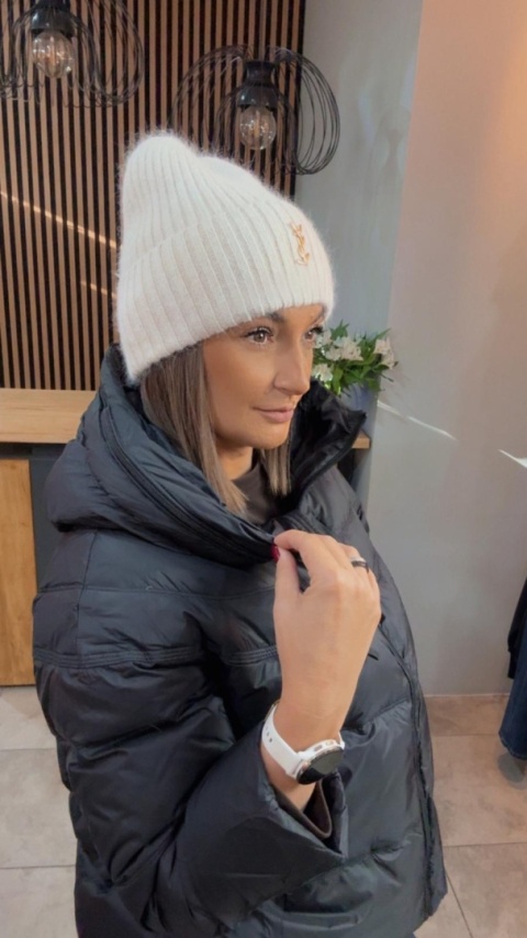 Czapka zimowa YSL - angora - Śmietanka