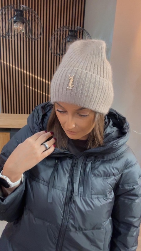 Czapka zimowa YSL - angora - Fango