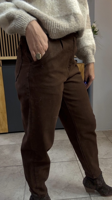 Jeansy Balloon AD'ORO - brązowe