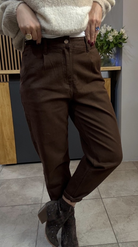 Jeansy Balloon AD'ORO - brązowe