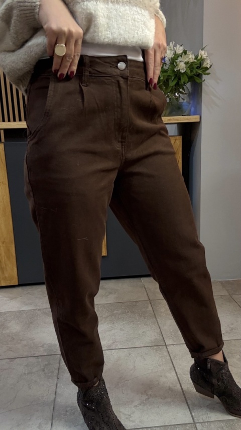 Jeansy Balloon AD'ORO - brązowe