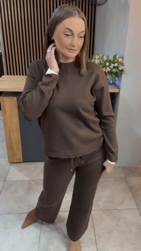 Komplet dzianinowy Melody - Brązowy