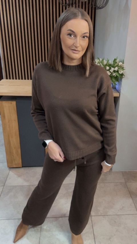 Komplet dzianinowy Melody - Brązowy