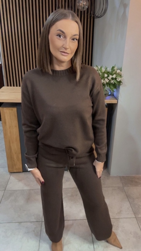 Komplet dzianinowy Melody - Brązowy