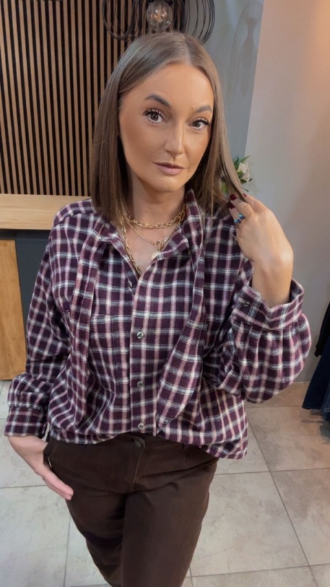 Koszula Gioya w kratę - Bordo