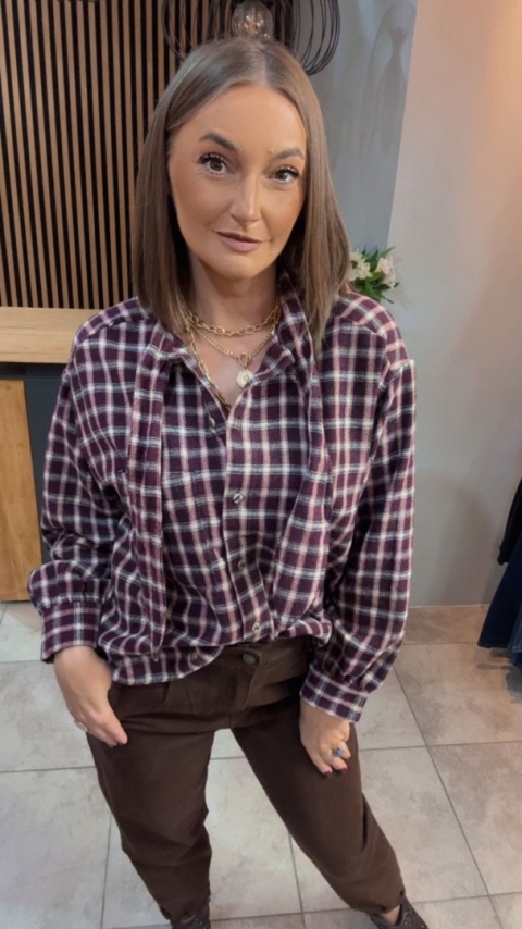 Koszula Gioya w kratę - Bordo