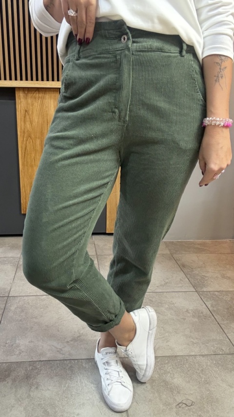 Spodnie sztruksowe Wiya - KHAKY