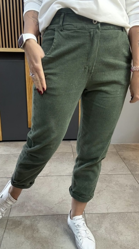 Spodnie sztruksowe Wiya - KHAKY