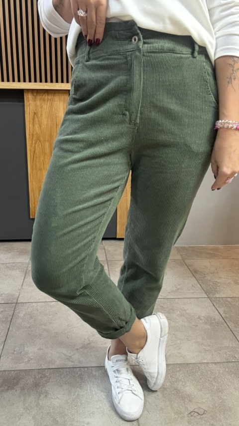 Spodnie sztruksowe Wiya - KHAKY