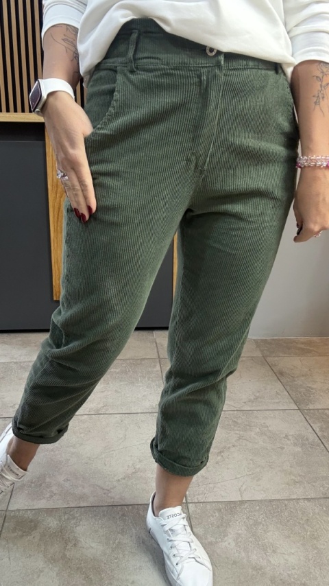 Spodnie sztruksowe Wiya - KHAKY