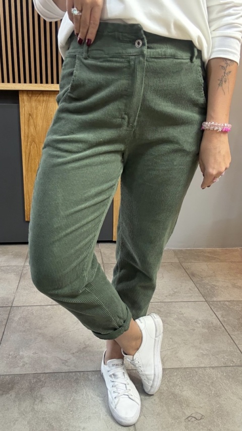 Spodnie sztruksowe Wiya - KHAKY