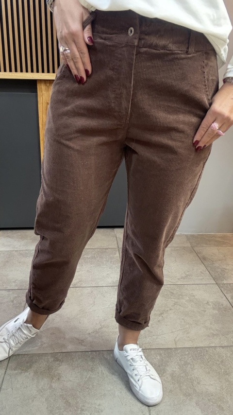 Spodnie sztruksowe Wiya - MOKA