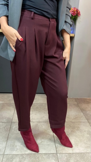 Spodnie z zakładkami - Burgund