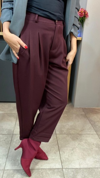 Spodnie z zakładkami - Burgund