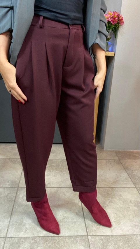 Spodnie z zakładkami - Burgund